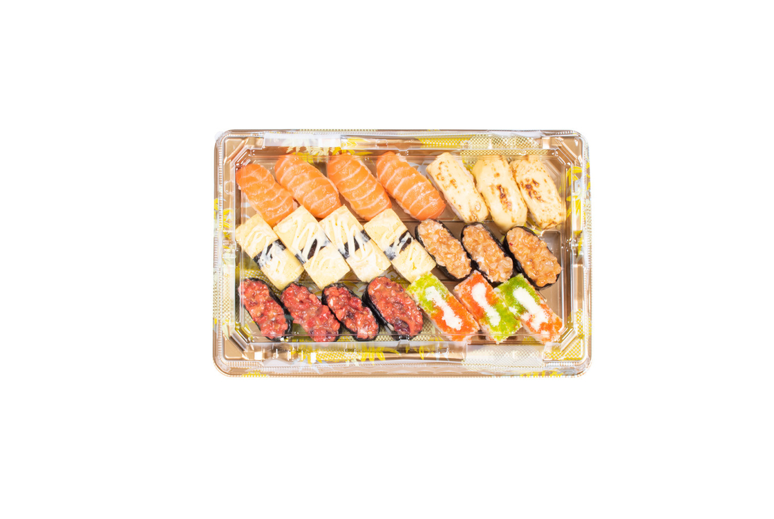 Τραπέζια για σούσι με κάλυμμα για takeout και επιδόρπια