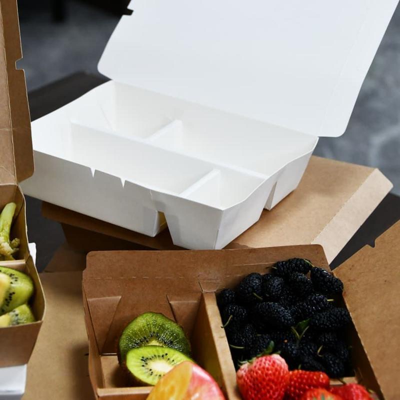 Νέο προϊόν 2025 5 πλέγματα συσκευασία Deli Lunch Box μικρό Kraft Paper κουτί μπισκότα κουτί γεύμα κουτί φαγητού