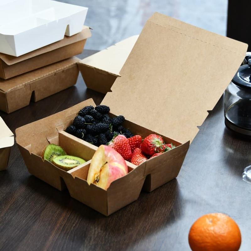 Νέο προϊόν 2025 5 πλέγματα συσκευασία Deli Lunch Box μικρό Kraft Paper κουτί μπισκότα κουτί γεύμα κουτί φαγητού