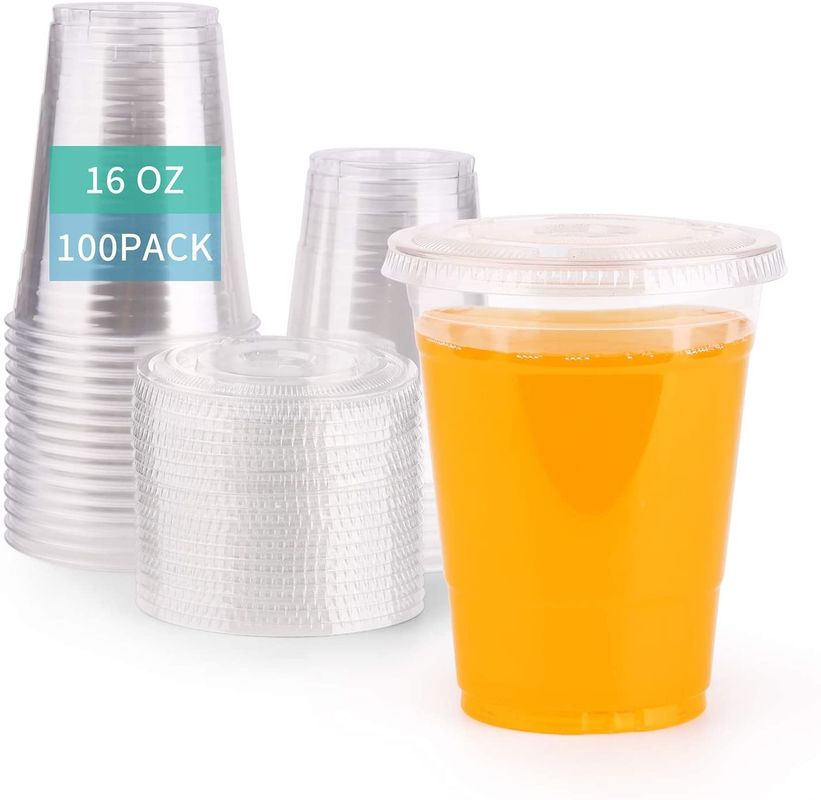 Σαφές μίας χρήσης πλαστικό φλυτζάνι 16Oz με το καπάκι αυλακώσεων