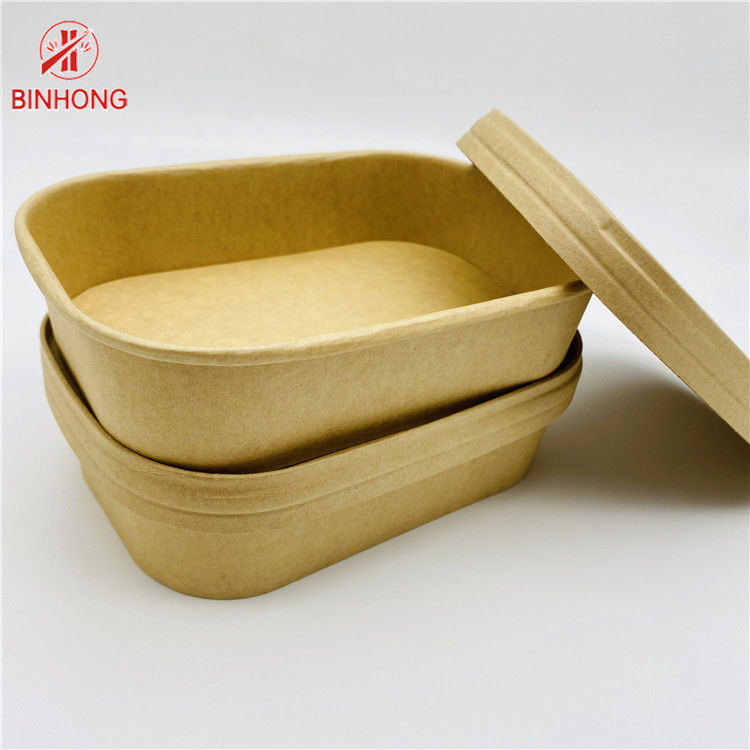 Ορθογώνιο κιβώτιο Bento 500ml 650ml 750ml 1000ml ρυζιού εγγράφου της Kraft