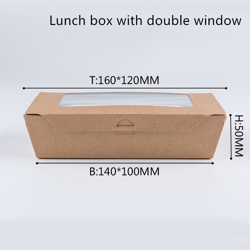 καλαθάκι με φαγητό εγγράφου 1200ml 337 380 400gsm Kraft με το παράθυρο της PET