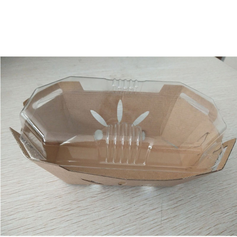 Ανακυκλώσιμος δίσκος φρούτων εγγράφου 350gsm Kraft με το καπάκι της PET