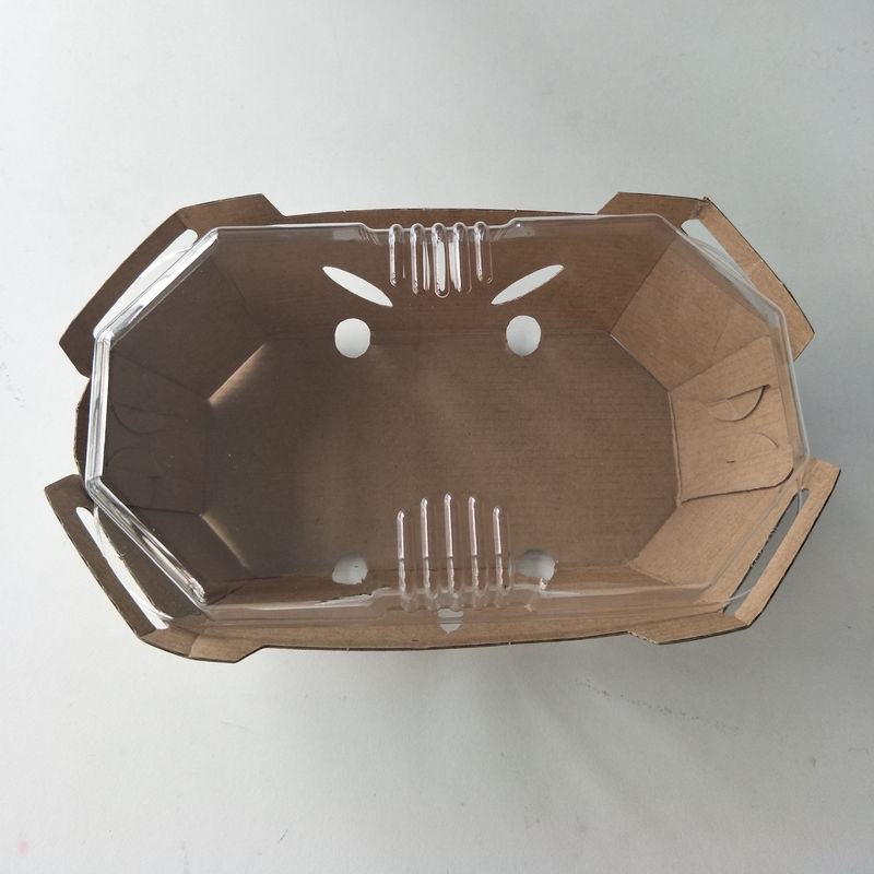 Ανακυκλώσιμος δίσκος φρούτων εγγράφου 350gsm Kraft με το καπάκι της PET