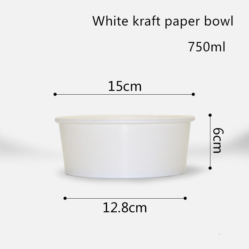 μίας χρήσης άσπρο Kraft κύπελλο εγγράφου 500ml 750ml 1000ml 1300ml για τη σαλάτα