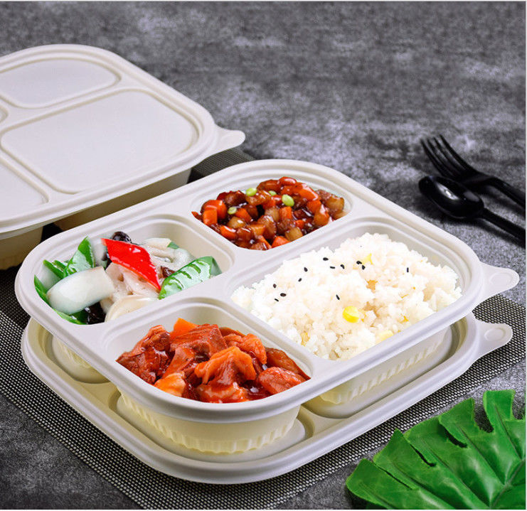 Μίας χρήσης διασπάσιμα Cornstarch ανώμαλα τέσσερα εμπορευματοκιβώτια τροφίμων διαμερισμάτων