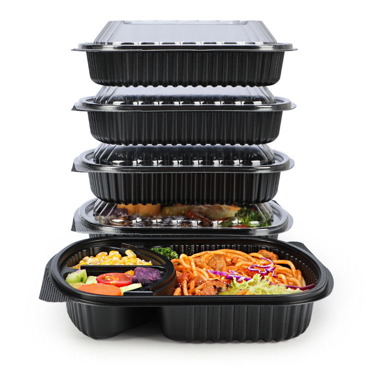 Η προετοιμασία 2 γεύματος πλαστικό Microwavable διαμερισμάτων παίρνει μαζί το κιβώτιο με το καπάκι